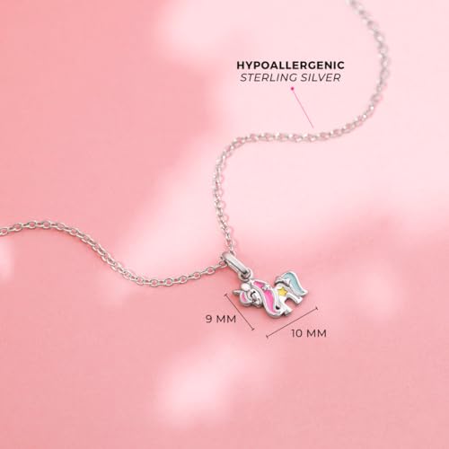 925 Sterling Silver Magical Multicolor Enamel Unicorn Star Pendant Necklace for Little Girls 16" - Enchanting Unicorn Charm Pendant For Girls - Unicorn Jewelry Gifts For Birthdays4