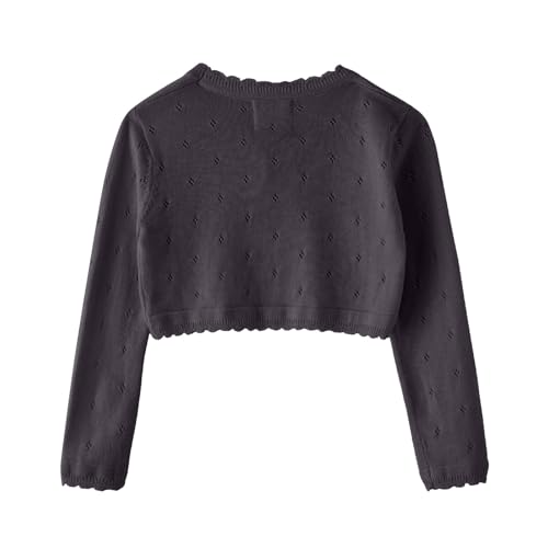 Girls Sweaters Knitted Long Sleeve Shrug Cute V Neck Cropped Cardigan Button up Ruffle Bolero Shrugs Kids Clothes2