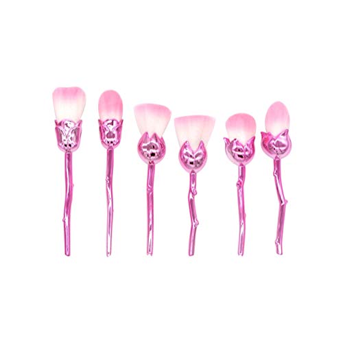Pinceau maquillage vegan set de 6 pièces en or rose élégant