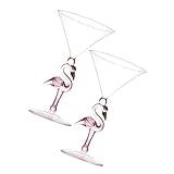 LOORGVEL 2 piezas Copas de Vino de Vidrio Resistente con Diseño Flamenco Rosa Copas para Cócteles y Fiestas Accesorio de Vino Original y Decorativo