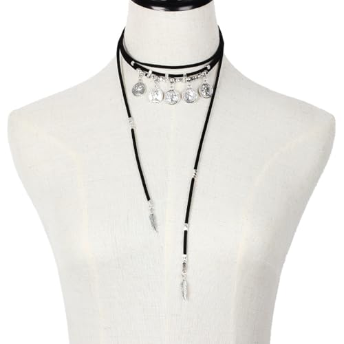 Roe Dolph Boho Necklaces for Women Trendy Western Country Concert Outfits Accessories Brown Suede Choker Necklace Layered Leather Necklaces Boho Western Jewelry Cowboy Cowgirl Outfits Jewelry