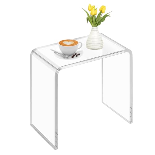 PFOIBOU Tavolino da bagno in acrilico, moderno, trasparente, 40 x 28 x 40 cm, adatto per doccia, soggiorno, camera da letto, studio