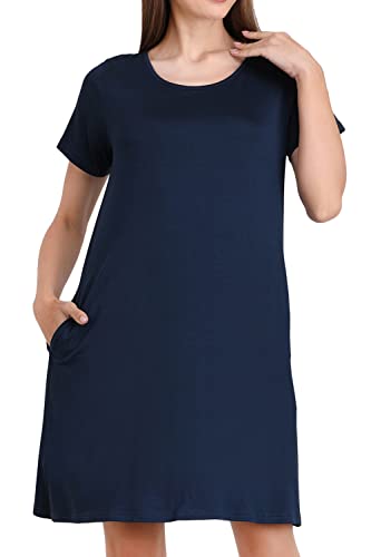 Image of Miss Lavish London Women's Relaxed Fit T Shirt Dress with Pockets Short Sleeve Summer Vacation Dresses