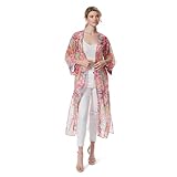 Jessica Simpson Women's Blakely 3/4 Sleeve Open Front Wispy Kimono with Side Slits Standard