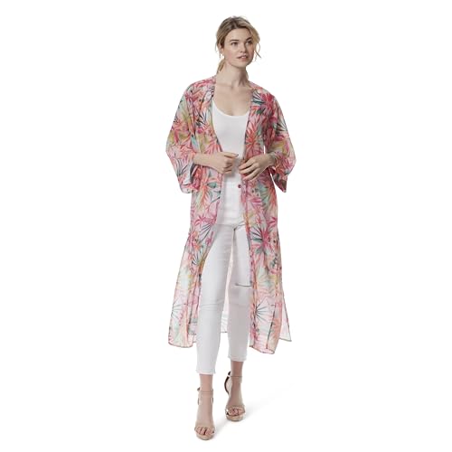 Image of Jessica Simpson Women's Blakely 3 /4 Sleeve Open Front Wispy Kimono With Side Slits Standard