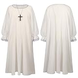 Robe de prière pour homme Catholique Cassock Prêtre Robe longue pour homme Robe de moine médiévale Costume de magicien Costume musulman Chemise de nuit Cosplay Déguisement, O beige., taille unique