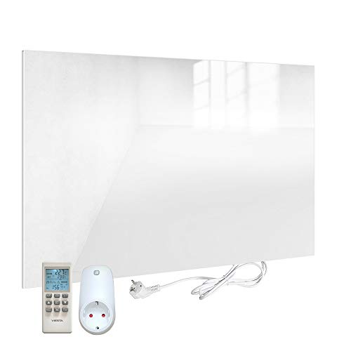 VIESTA H450-GW Calefacción por infrarrojos panel calefactor Carbon Crystal 450 Watt, ultraplano, blanco, Termostato TH12