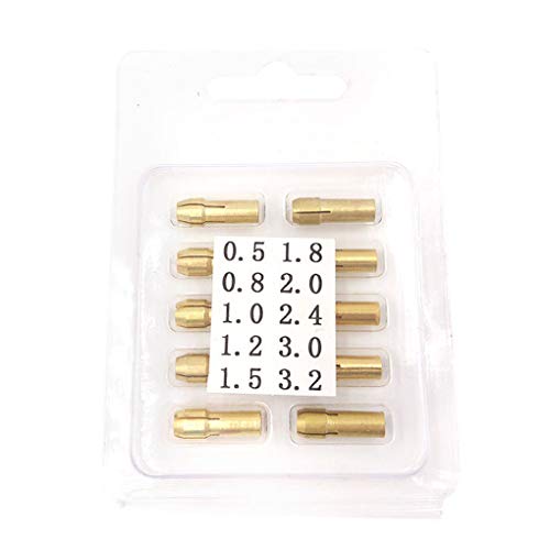 Pegcdu 10PCS / Set Brass duradero Portabrocas Collet Bits 0.5-3.2mm 4,8 mm Vástago de repuesto para herramienta rotativa Dremel