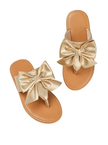 GORGLITTER Girl's Bow Flats Sandals Cute Flip Flops Dress Shoes