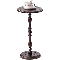 HuiDao 100% Solid Wood Round Side Table, Small Drink Table for Small Spaces, Modern End Table Accent Nightstand for Bedroom, Living Room, Corners and Office, Brown