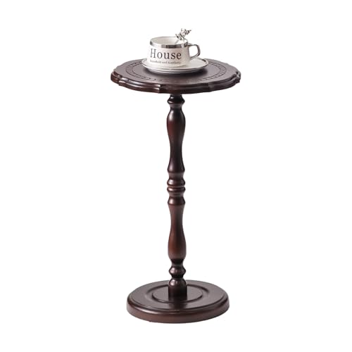 HuiDao 100% Solid Wood Round Side Table, Small Drink Table for Small Spaces, Modern...