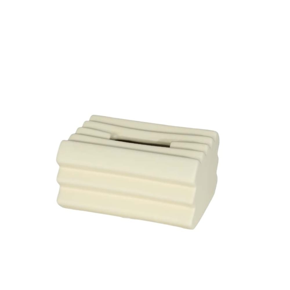 Tissue Box Holder Modern Ceramic Tissue Box Creative Living Room Dining Table Napkin Ornaments(Beige)