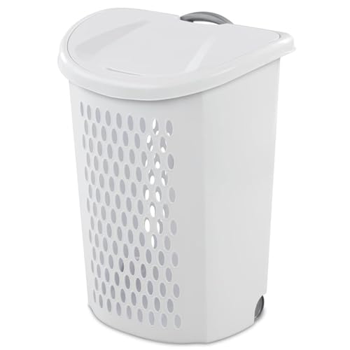 Laundry basket with wheelsr,rolling laundry basket Rolling Laundry Hamper with Lid Pull Handle & Side Grips Ventilated Clothes Basket for Home, Dorm, or Apartment