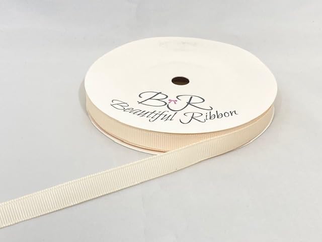 1 Full Roll Reel of 10mm x 20 metres Grosgrain Ribbed Ribbon Cream Double Sided 10 mm 3/8" 1cm