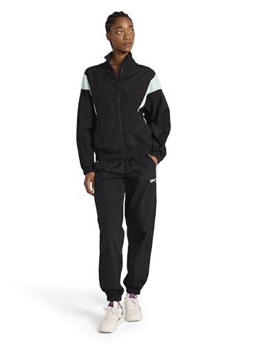 Reebok Women’s Woven Jacket, Standard Fit, Lightweight Nylon Woven Fabric, Black/Glitch Aqua, Small - image 3
