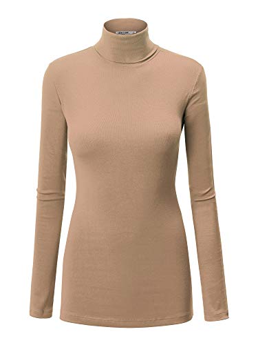 Image of Lock and Love Women's Turtleneck Top Lightweight Long Sleeve Slim Fit Pullover, Soft Rayon Stretch Layering Basic, S-3XL