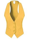 Design by Olivia Women's Dressy Casual Versatile Racerback Vest Tuxedo Suit Waistcoat Yellow 1XL