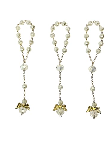 30 pc Ivory Color Baptism Favors With Angels/Mini Rosaries Gold Plated/Recuerdos de Bautizo/Communion Favors/Decades Finger Rosaries