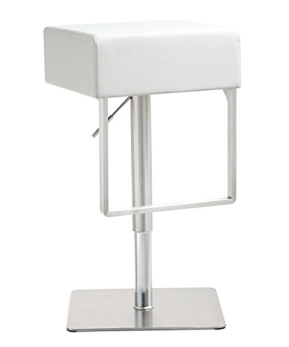 Tov Furniture Seville Stainless Steel Barstool, White