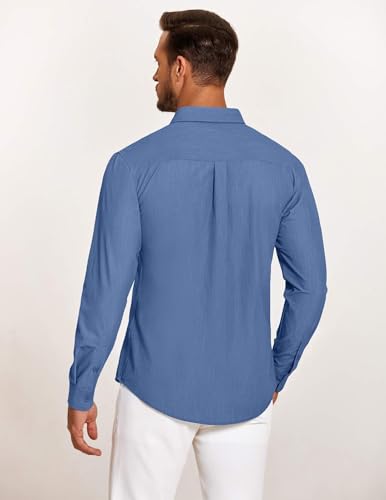 COOFANDY Mens Casual Button Down Shirt Untucked Long Sleeve Stretch Denim Dress Shirt - Image 6