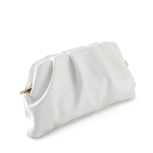 Image of Evening Bag for Women Ruched Clutch Purse Detachable Metal Chain Crossbody Bag