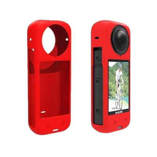 Image of Action Pro Silicone Protective Cover + Lens Cap Compatible with Insta360 X4 Action Camera (Red)