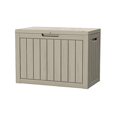 45GAL Brown Outdoor Storage Deck Box with Lock Hole- Waterproof, SGS - Tested UV Protection, Perfect for Storing Patio Pillows and Pool Floats, Sturdy Design for All - Weather Use
