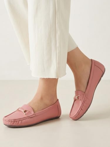 Image of Pluxh Women's Elegant Ballet Flats with Metal Accent | Soft Comfort Slip-On Shoes | Lightweight Everyday Footwear | Flexible Grip Sole | Office, Casual & Work Wear