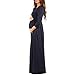 Mother Bee Maternity V-Neck 3/4 Sleeve Ruched Waist Dress Navy