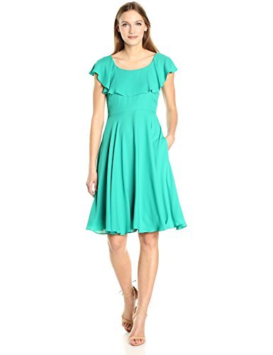 Nanette Nanette Lepore Women s Flutter Sleeve Chiffon Dress, Clover Hilltop, 8