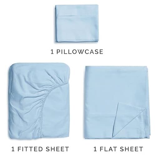 Full Size Bamboo Sheets - Cooling And Breathable Sheets - 40% Bamboo & 60% Polyester - Super Soft Sheets - Comfy - Sheets For Hot Sleepers To Stay Cool, Fits Full Sized Bed (Full, Light Blue) #TOP1