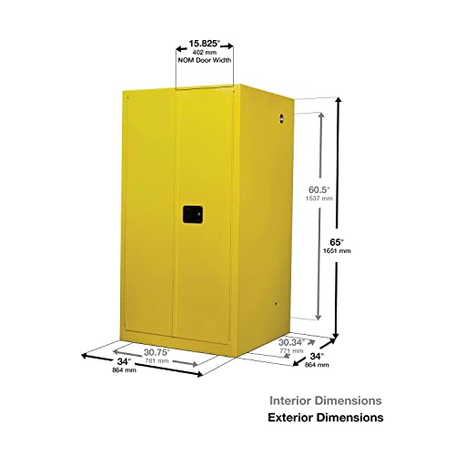 Image of Justrite Acid Corrosive Storage Cabinet - 60 Gallon 2 Door Manual Close Chemical Storage Cabinet with Removable Polyethelene Trays - 34 inch x 65 inch x 34 inch - Made in The USA - Light Blue - 896002
