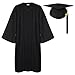 Newrara Graduation Gown Cap Tassel Set (Medium 48(5'3"-5'5"), Black)