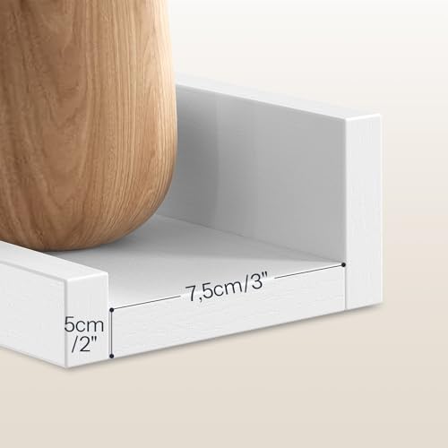 Image of HOOBRO Floating Shelves, Wall Shelf Set of 3, 47.2 Inches Hanging Shelf with Raised Edge and Invisible Brackets, for Bathroom, Bedroom, Kitchen, Office, Living Room Decor, White WT92BJ01