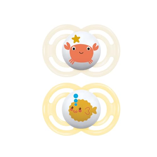 MAM Perfect Baby Pacifier, Patented Nipple, Developed with Pediatric Dentists & Orthodontists, 2 Pack, 6+ Months, Unisex