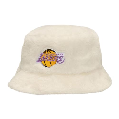 Bob Mitchell & Ness NBA Los Angeles Lakers blanc, le chapeau tendance et chaud style Fauxy Seau