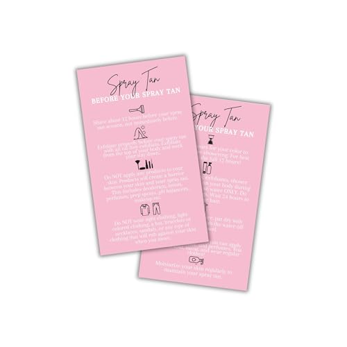 Tarjetas de cuidado posterior y previo para bronceado en spray en salones de estética