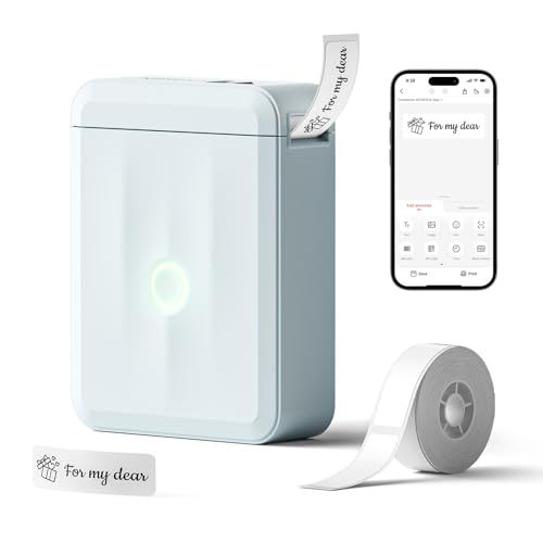 NIIMBOT D110 New Version Label Maker Machine with Tape, Portable Bluetooth Sticker Printer, Mini Label Printer for Home Kitchen School Office Organization (Blue)