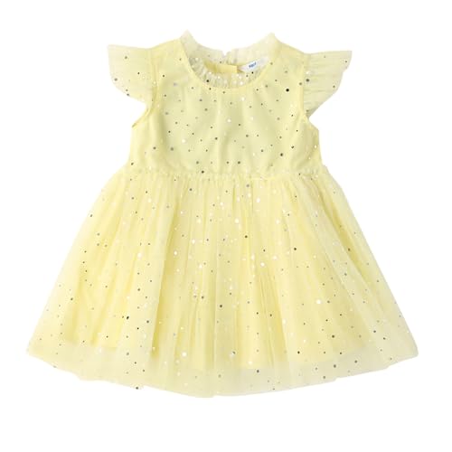 Image of Nautinati Baby Girls Flared Frock with Flutter Sleeves | Age 0-3 Years