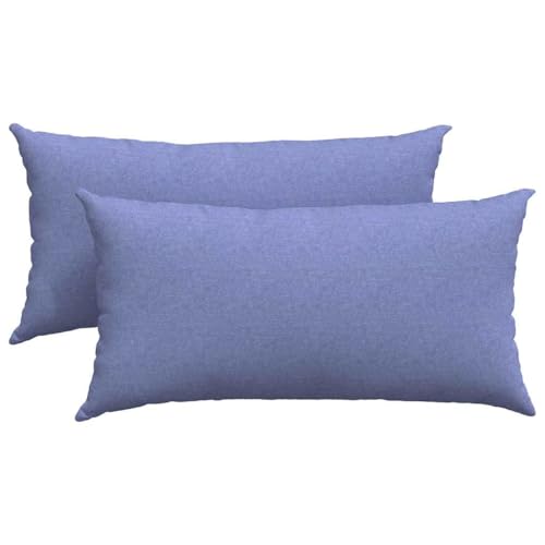 Coussin de canapé bleu jean 80x40 cm déhoussable salon - 3