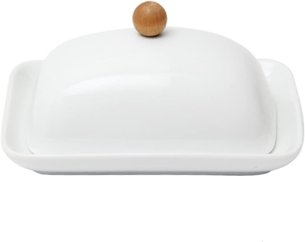 butter dish Ceramic Butter Sealing Tank with Lid Cheese Server Storage Keeper Tray Cheese Dish 7 Inch Butter Plate (Color : A)