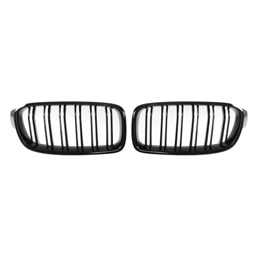 Gravity Performance Front Double Slatted Grille Replacement Kidney Grill Radiator Cover Compatible with BMW 3 Series F30 F31 2012-2019 | Direct Fit, Gloss Black Upgrade, OEM Style Replacement