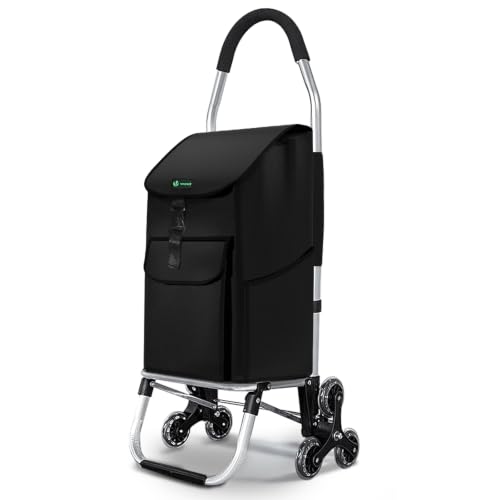 VOUNOT® Aluminium Einkaufstrolley Treppensteiger, Trolly Einkaufswagen Klappbar, Hackenporsche mit...