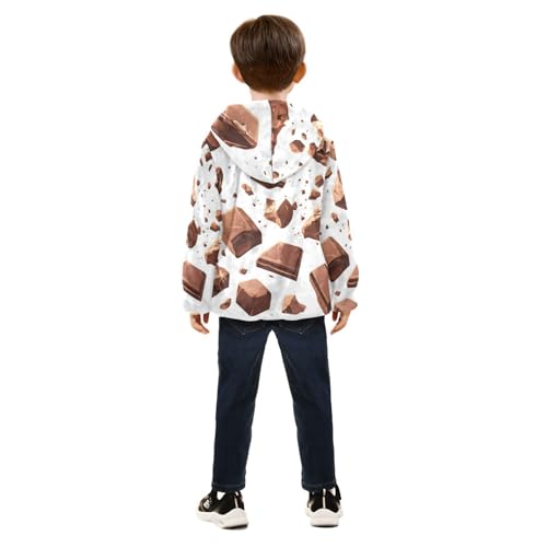 Milk Chocolate Chunks Girls Fleece Jacket Girls Fall Jacket Girls Zip Up Hoodie Girls Sherpa Jacket 2-10T4