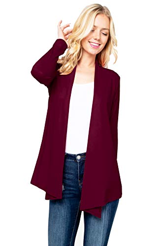 Image of Women's Drape Front Open Cardigan Long Sleeve (S-2X, Made in USA)