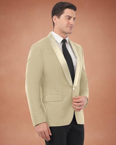 Image of SaintX Men's Premium Tuxedo Casual Blazer | Italian Slim Fit | Fully Lined | Shawl Collar | Stretchable Fabric | Designer Coat | Suitable for All Occasions (JK02)