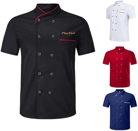 Custom Chef Coat for Men Women, Personalized Chef Jacket With Embroidered Name Text,Custom Your Own Chef Shirt (Black)