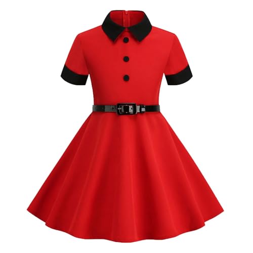Girls Casual Dresses Solid Color Belted A-Line Dress with Simple Elegance for Daily Wear and Special Occasions