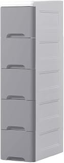 Gabinete de almacenamiento de 5 capas de 20 cm de ancho, estante de baño, cocina, 20 x 38 x 83 cm, color rojo y gris