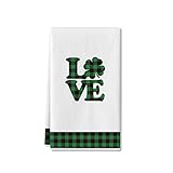 Artoid Mode Buffalo Plaid Love Shamrock St. Patrick's Day Fingertip Towel, Soft & Absorbent Seasonal...